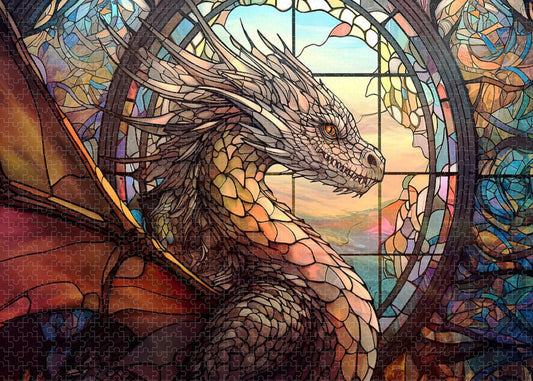 Stained Glass Dragon - Premium Puzzle