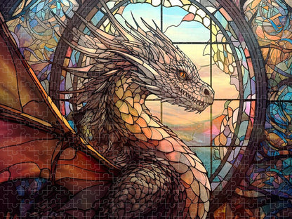 Stained Glass Dragon - Premium Puzzle