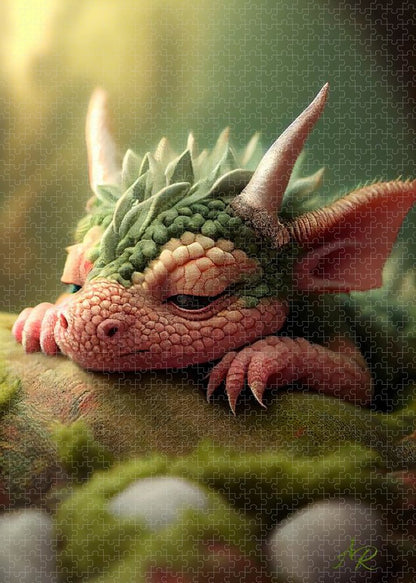 Tired Baby Dragon - Premium Puzzle